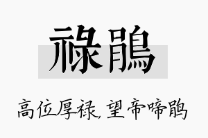 禄鹃名字的寓意及含义