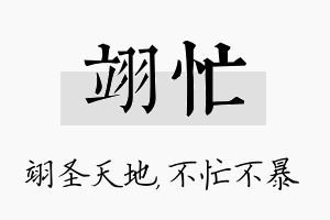 翊忙名字的寓意及含义