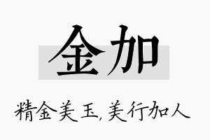 金加名字的寓意及含义