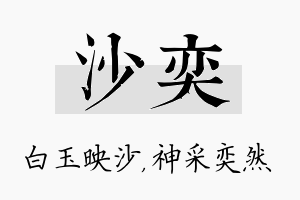 沙奕名字的寓意及含义