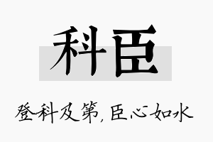 科臣名字的寓意及含义