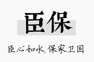 臣保名字的寓意及含义