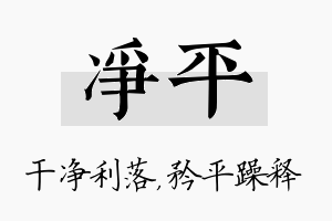 净平名字的寓意及含义