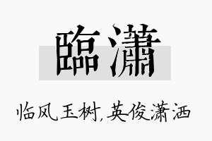 临潇名字的寓意及含义