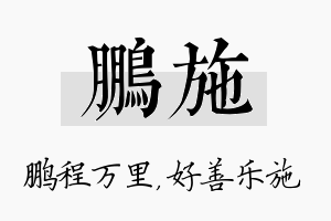 鹏施名字的寓意及含义