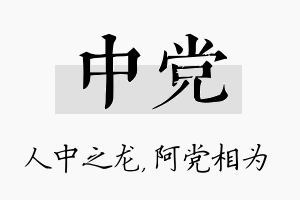 中党名字的寓意及含义