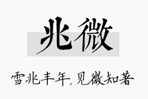 兆微名字的寓意及含义