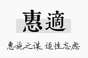 惠适名字的寓意及含义