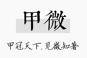 甲微名字的寓意及含义