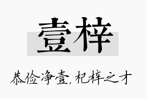 壹梓名字的寓意及含义