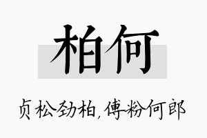 柏何名字的寓意及含义