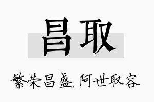 昌取名字的寓意及含义