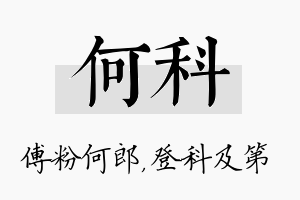 何科名字的寓意及含义