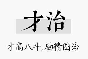 才治名字的寓意及含义