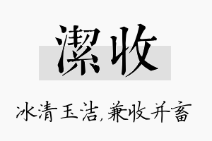 洁收名字的寓意及含义