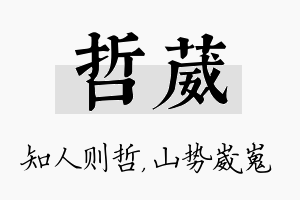 哲葳名字的寓意及含义