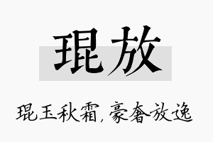 琨放名字的寓意及含义