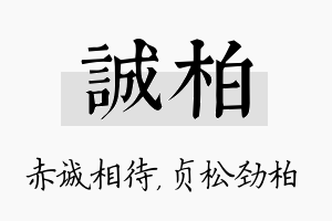 诚柏名字的寓意及含义