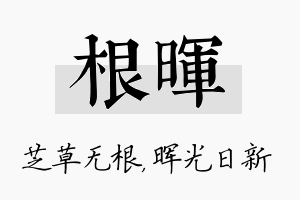 根晖名字的寓意及含义