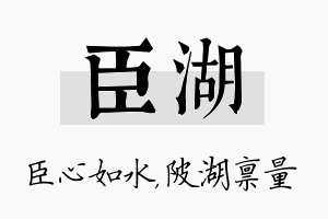 臣湖名字的寓意及含义