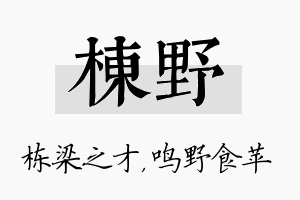 栋野名字的寓意及含义