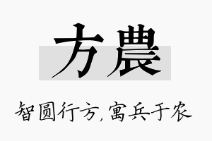 方农名字的寓意及含义