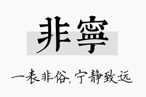 非宁名字的寓意及含义