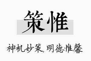 策惟名字的寓意及含义