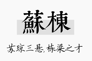 苏栋名字的寓意及含义