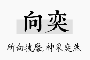 向奕名字的寓意及含义