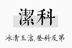 洁科名字的寓意及含义