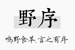 野序名字的寓意及含义