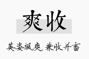 爽收名字的寓意及含义