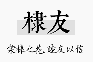 棣友名字的寓意及含义