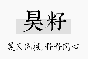 昊籽名字的寓意及含义