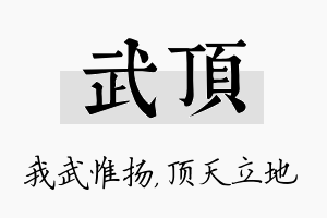 武顶名字的寓意及含义