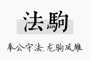 法驹名字的寓意及含义