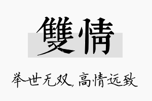 双情名字的寓意及含义