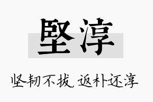 坚淳名字的寓意及含义