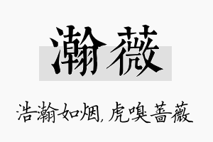 瀚薇名字的寓意及含义