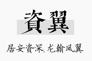 资翼名字的寓意及含义