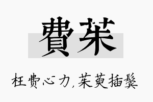 费茱名字的寓意及含义