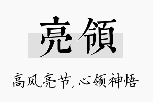 亮领名字的寓意及含义