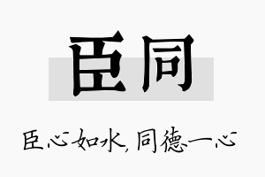 臣同名字的寓意及含义