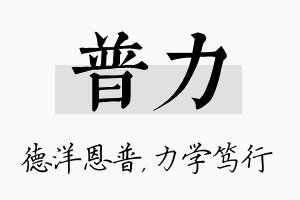 普力名字的寓意及含义