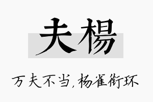 夫杨名字的寓意及含义