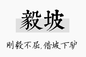 毅坡名字的寓意及含义