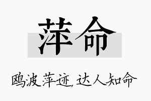 萍命名字的寓意及含义