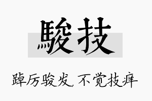 骏技名字的寓意及含义