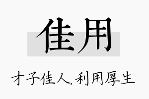 佳用名字的寓意及含义